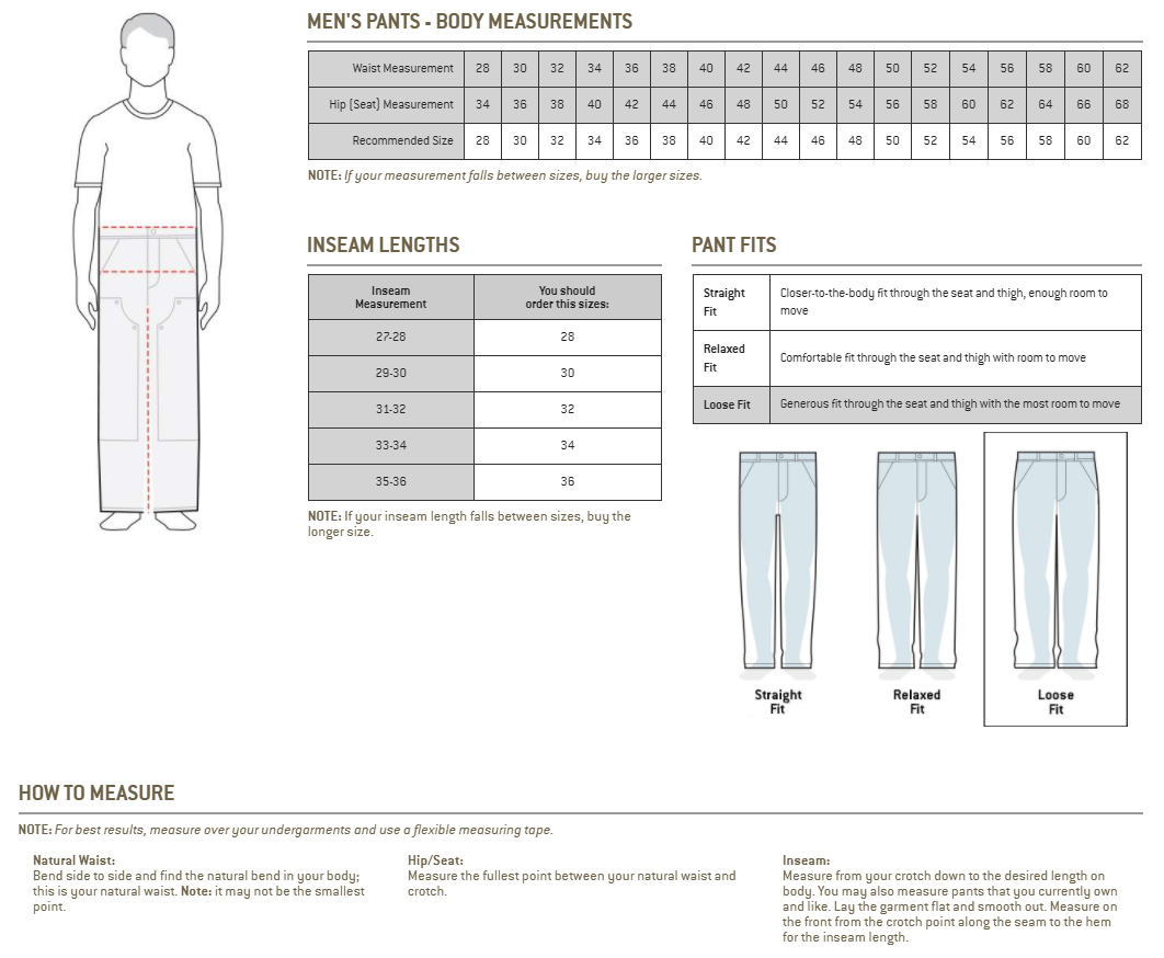 carhartt tee size chart